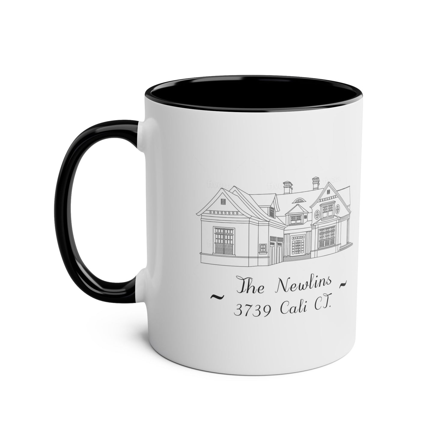 Personalized Two-Tone Coffee Mug - Custom Home Line Art Design - Ideal Gift for New Homeowners