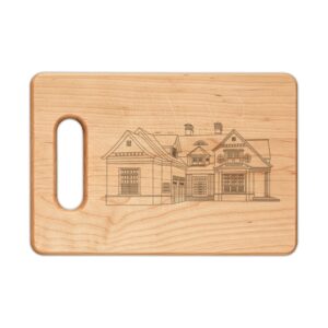 Custom Engraved Wooden Cutting Board – Custom House Sketch Serving & Chopping Board