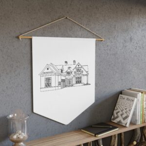 Custom House Pennant Wall Banner — Architectural Line Drawing Home Decor