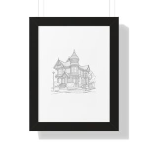 Custom House Sketch Framed Poster — Architectural Line Art Wall Decor