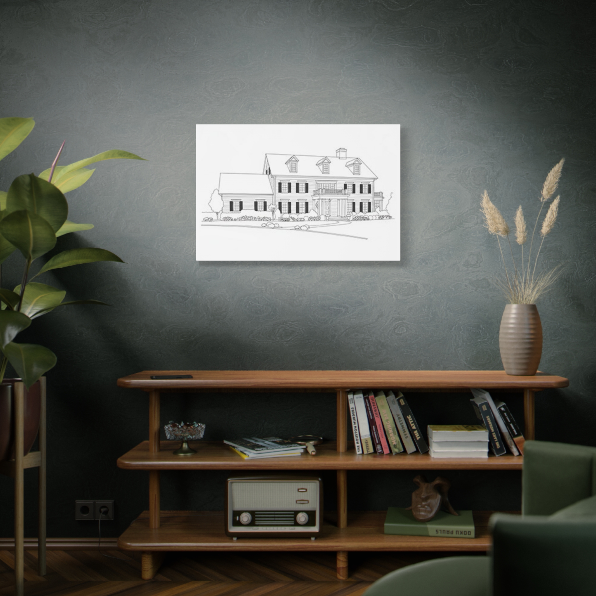 Custom Home Sketch | Matte Stretched Canvas - Image 4