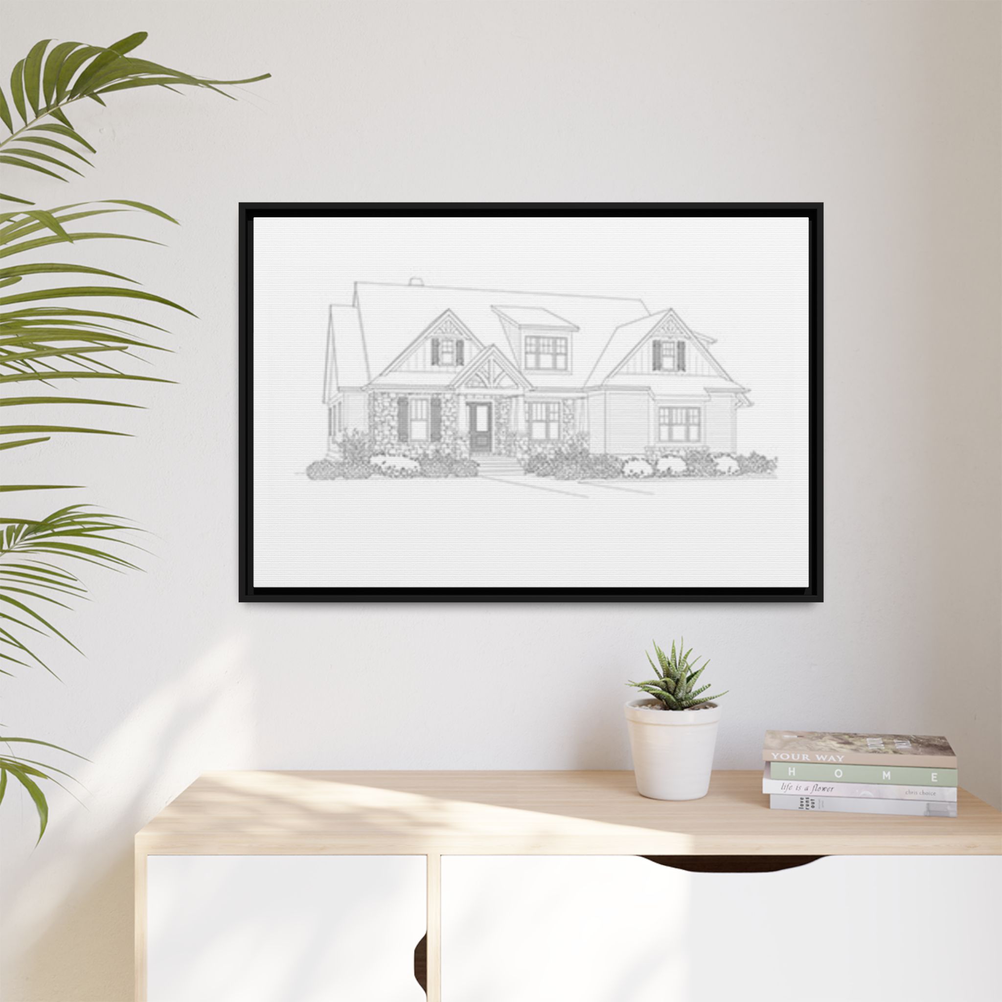 Custom Framed Matte Canvas House Sketch — Architectural Wall Art - Image 3