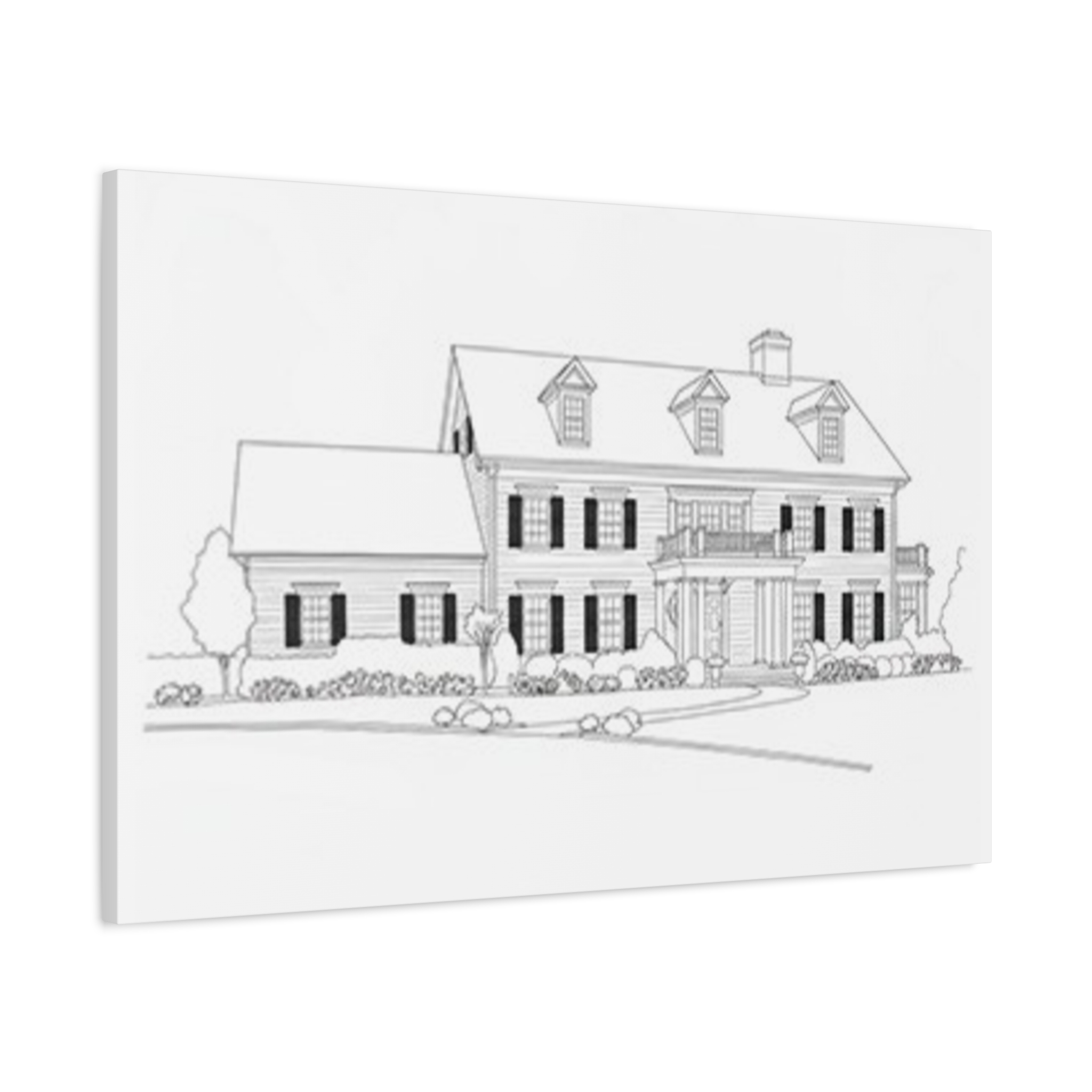 Custom Home Sketch | Matte Stretched Canvas