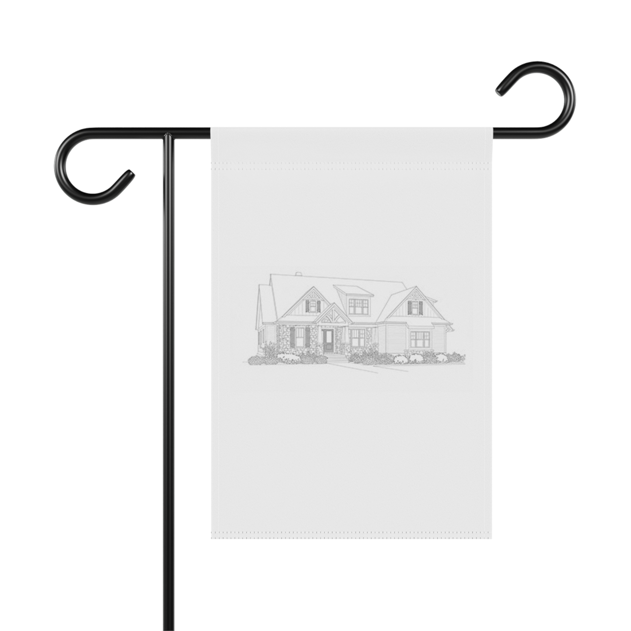 Custom House Sketch Garden Flag — Minimalist Home Portrait Outdoor Banner
