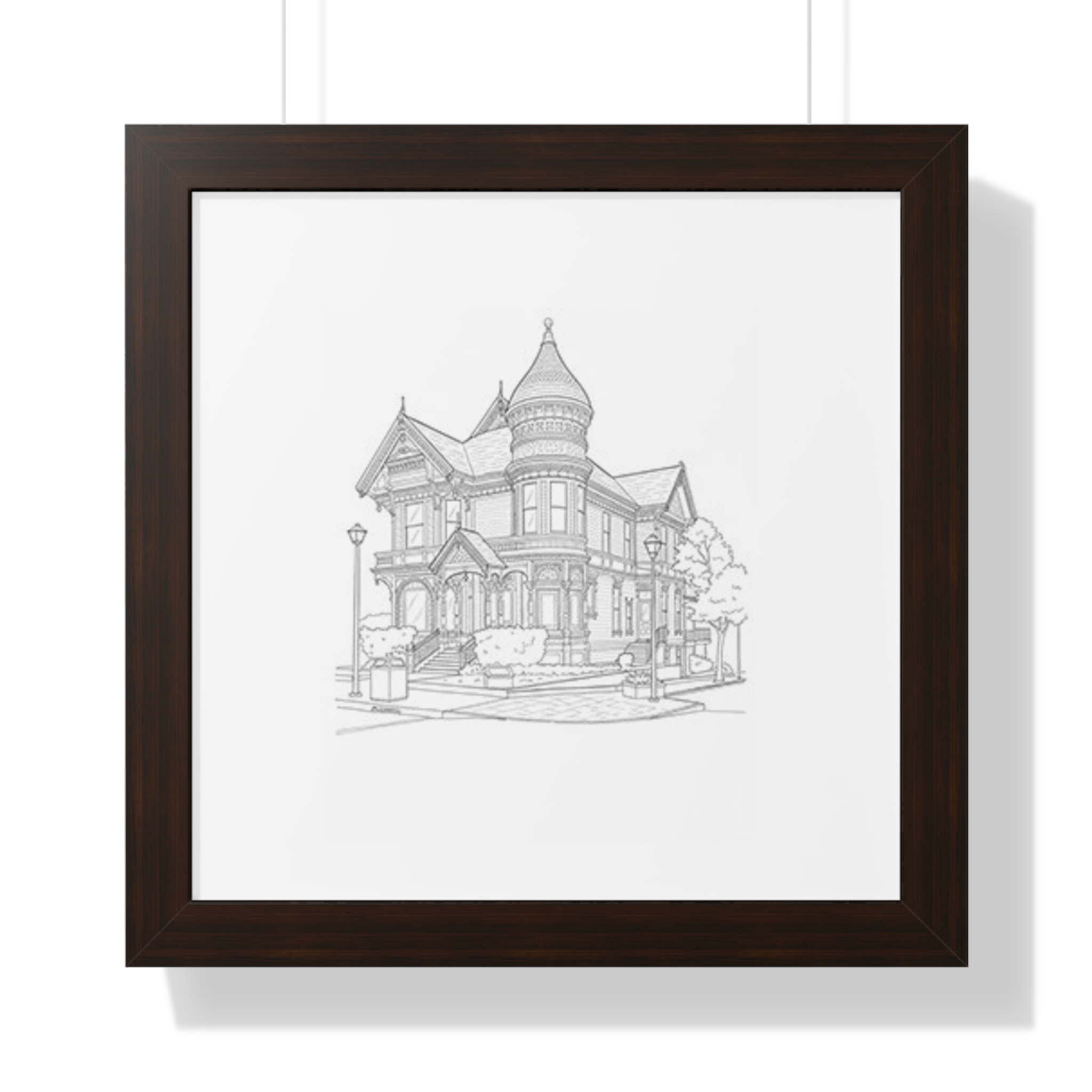 Custom House Line Art — Framed Poster - Image 4
