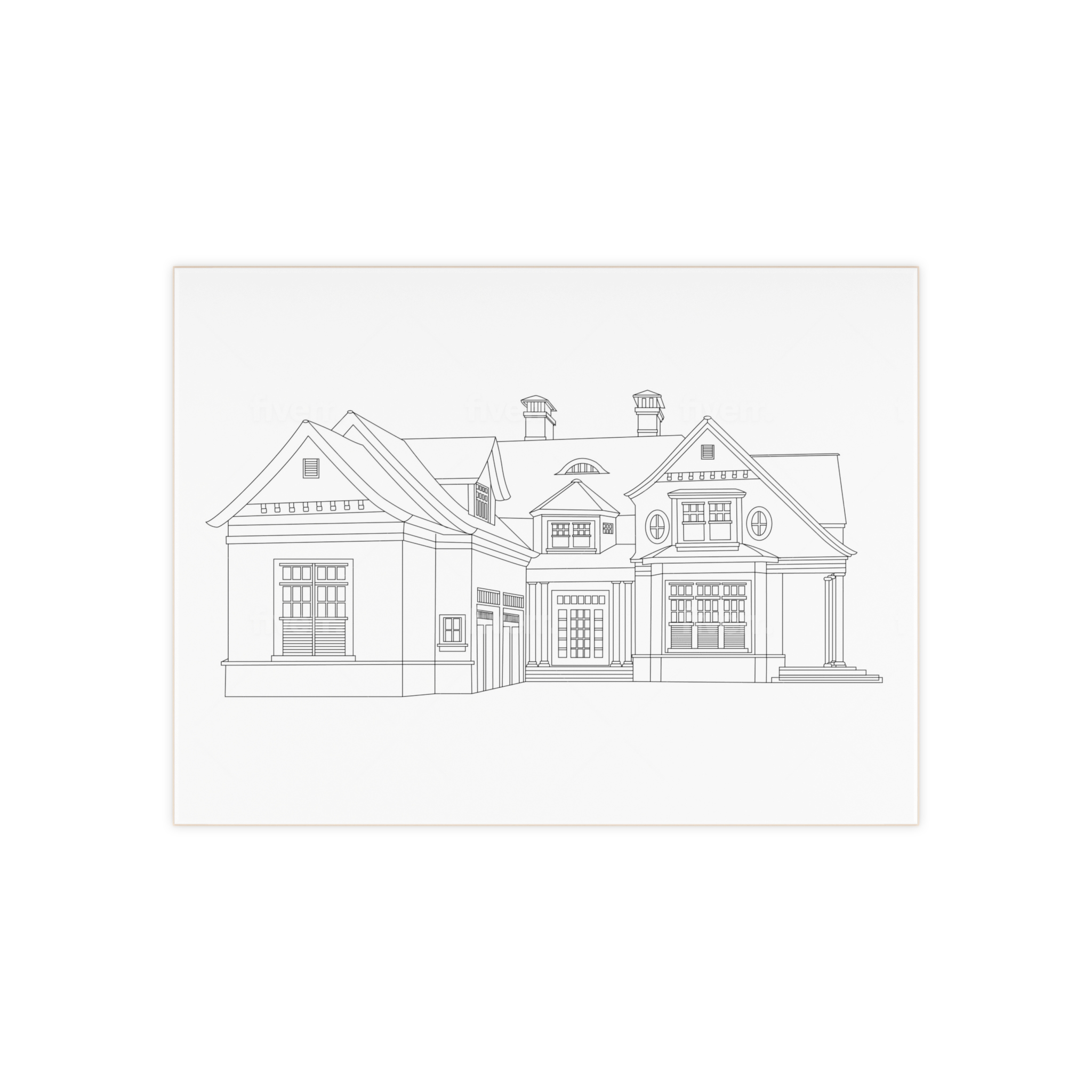 Custom Ceramic Photo Tile — Custom Architectural House Sketch Keepsake