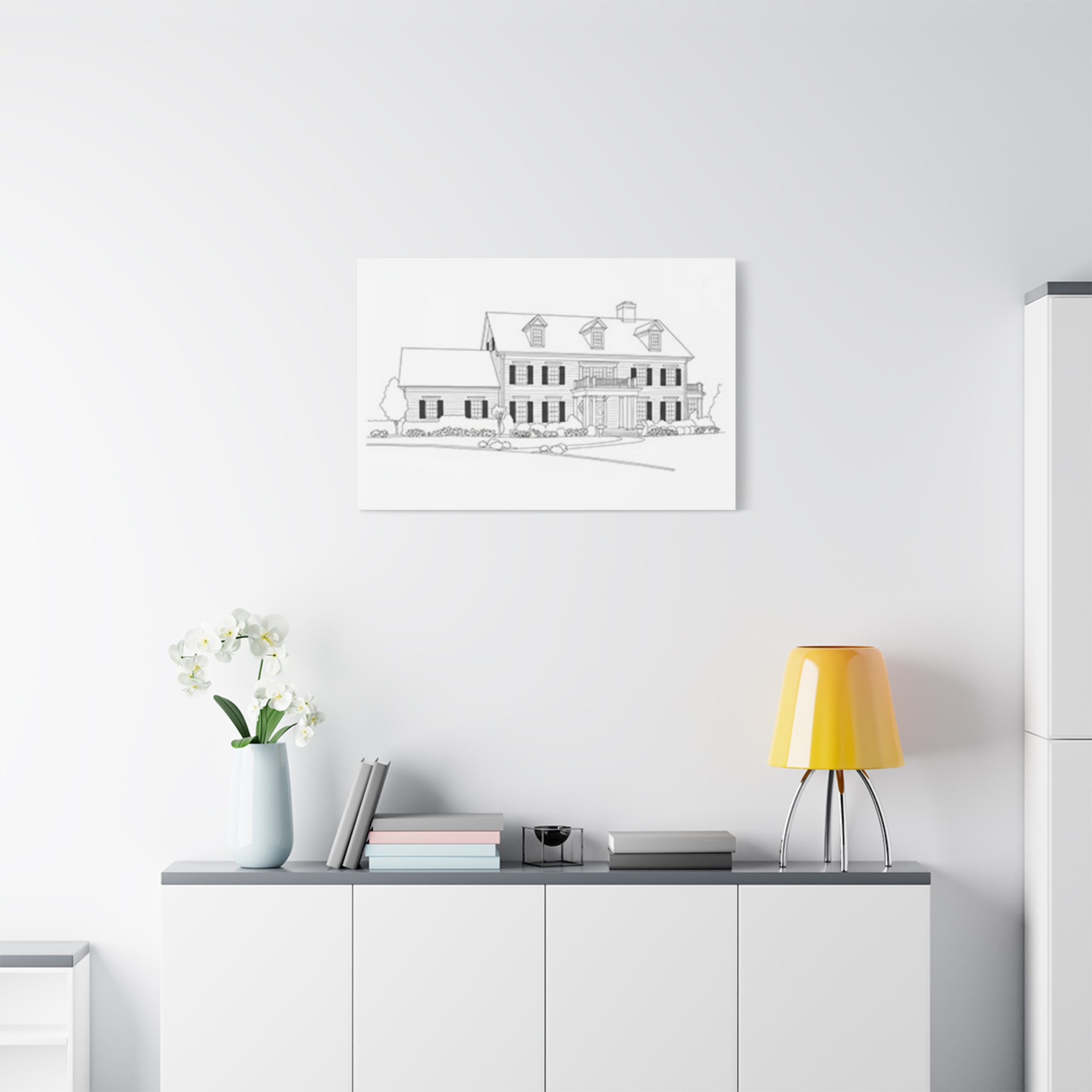 Custom Home Sketch | Matte Stretched Canvas - Image 5
