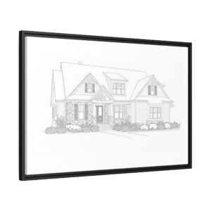 Custom Home Line Art — Framed Matte Canvas Print