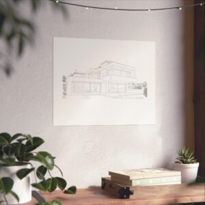 Custom Home Line Art — Horizontal Matte Poster