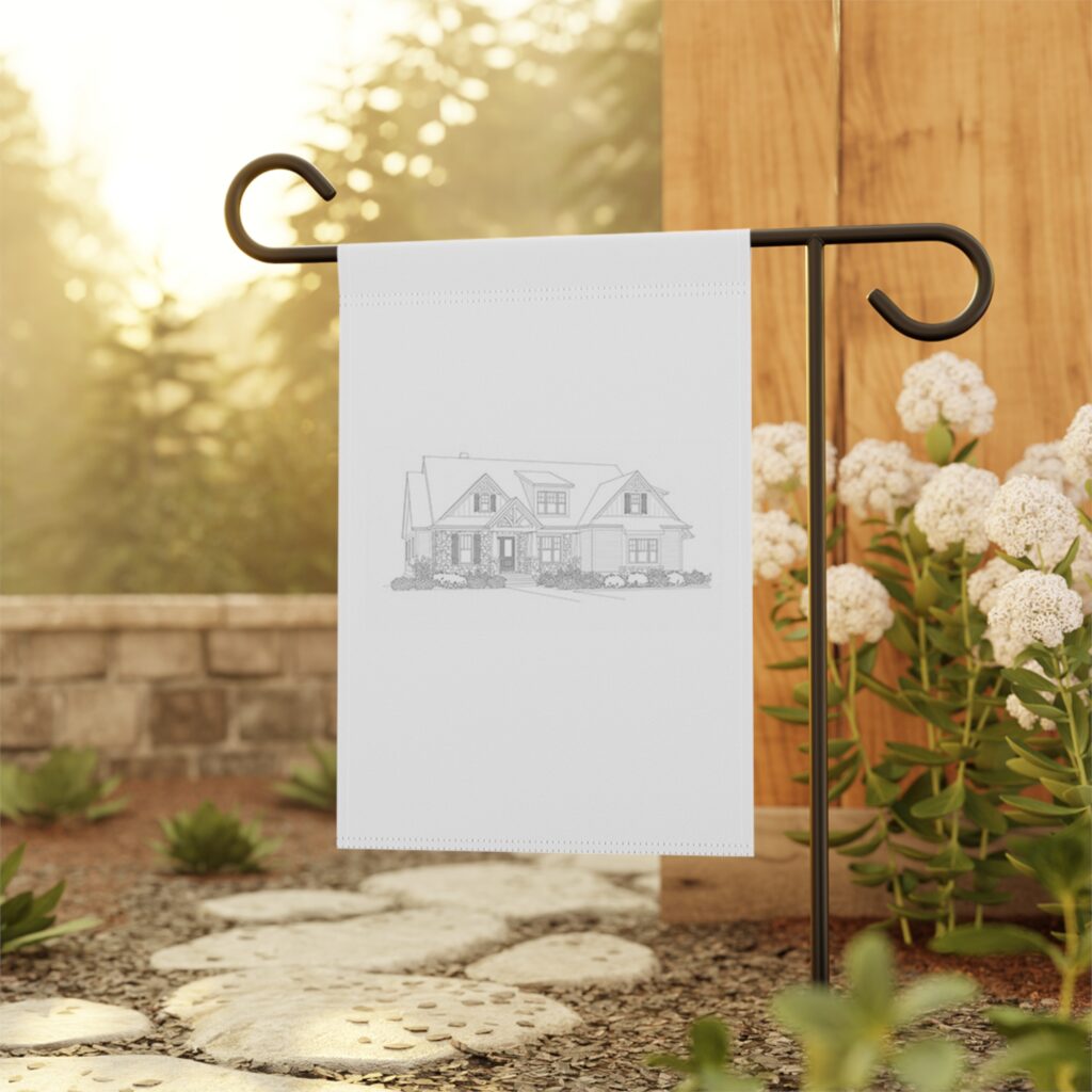 Custom Home Line Art Garden Flag