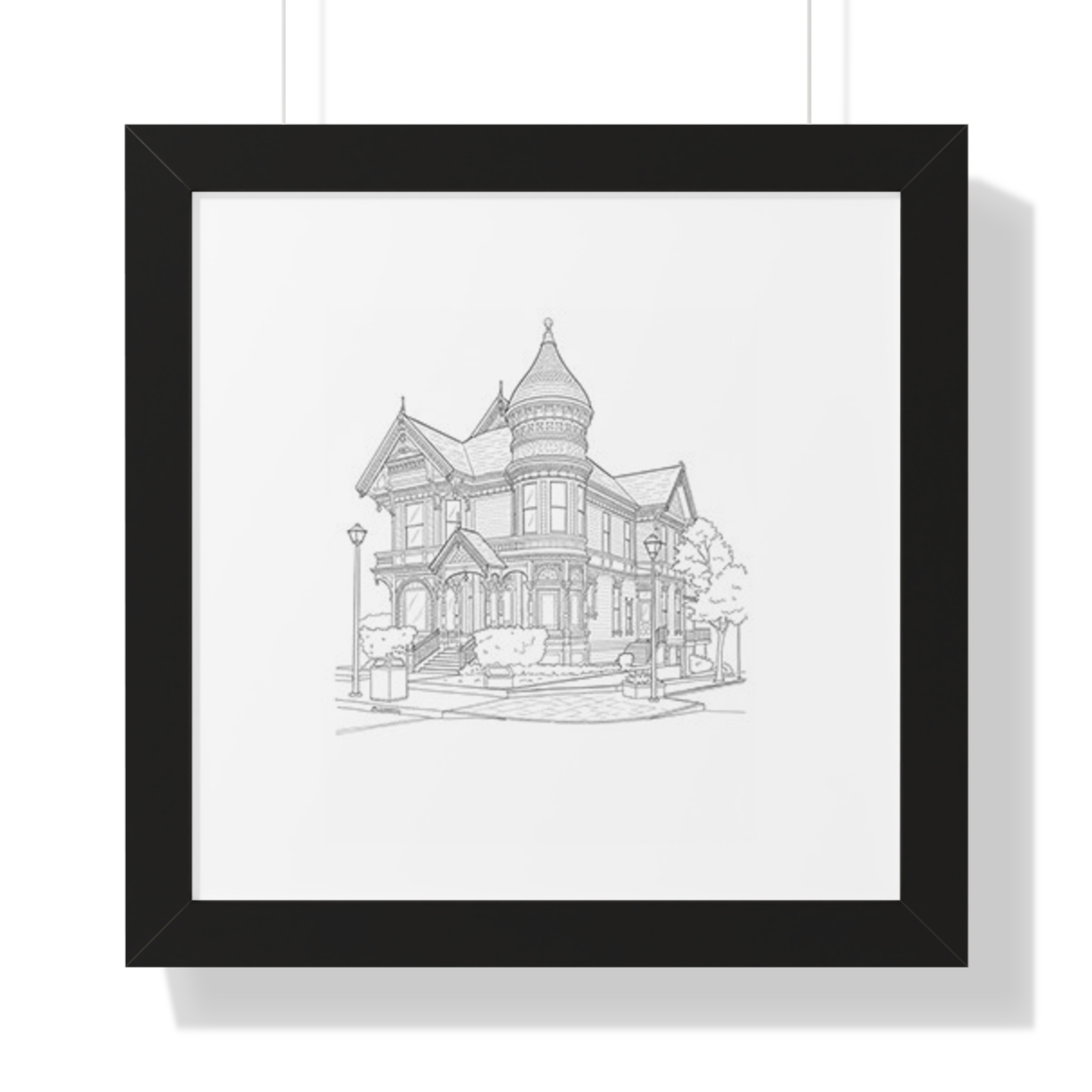Custom Home Line Art — Framed Poster (MDF Frame)