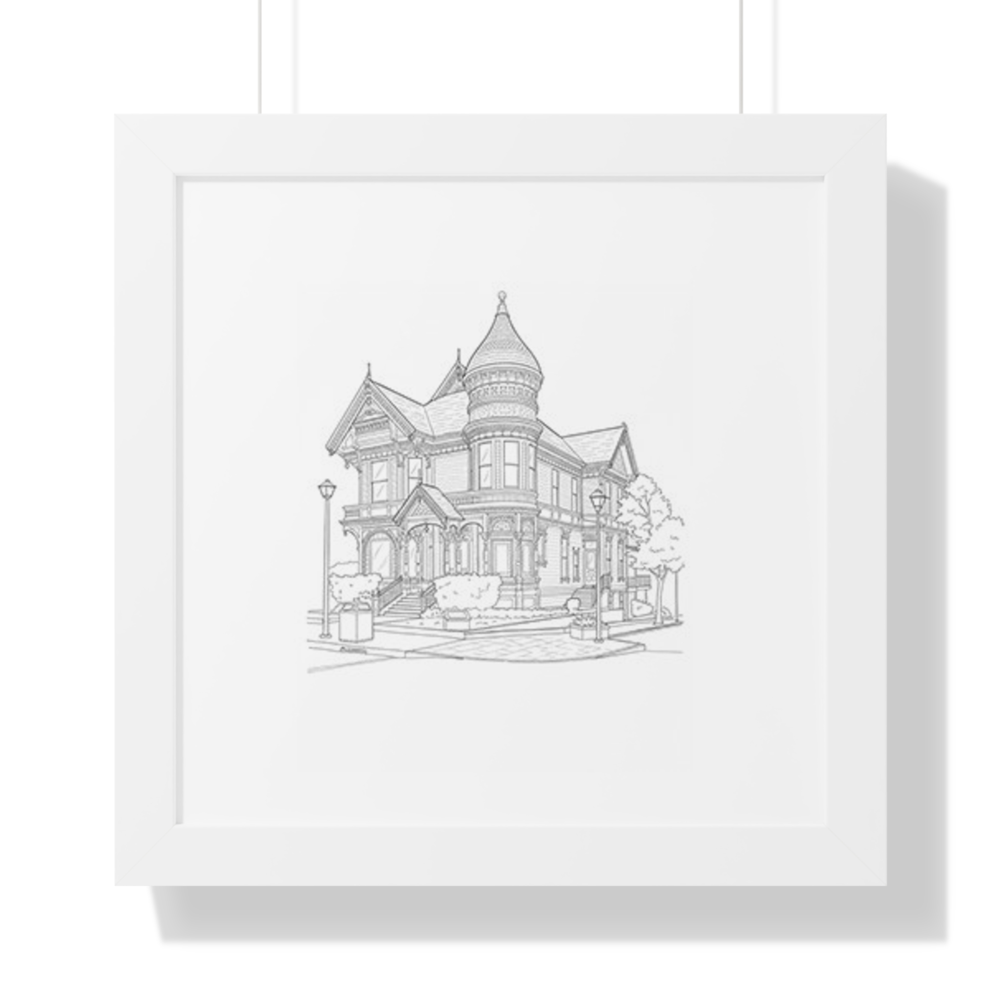 Custom Home Line Art — Framed Poster (MDF Frame)