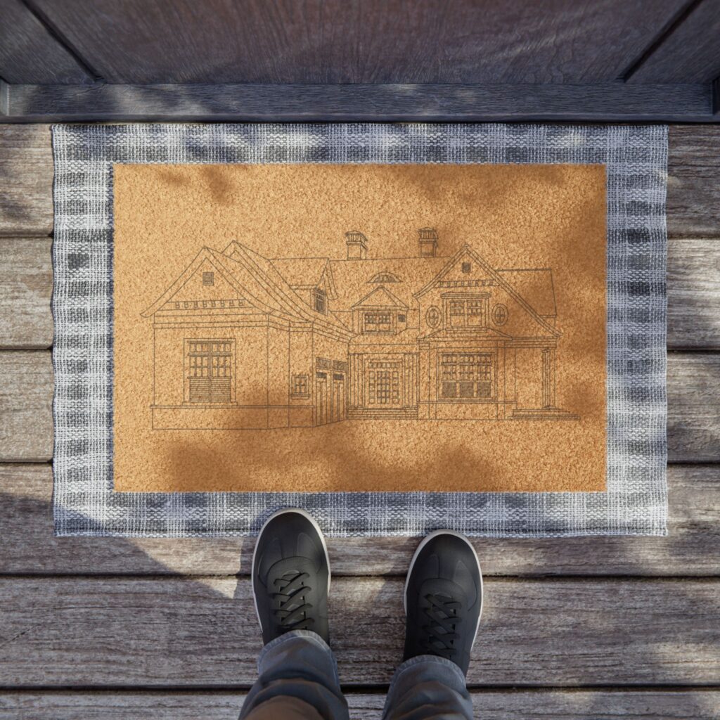 Custom Home Line Art Coir Doormat